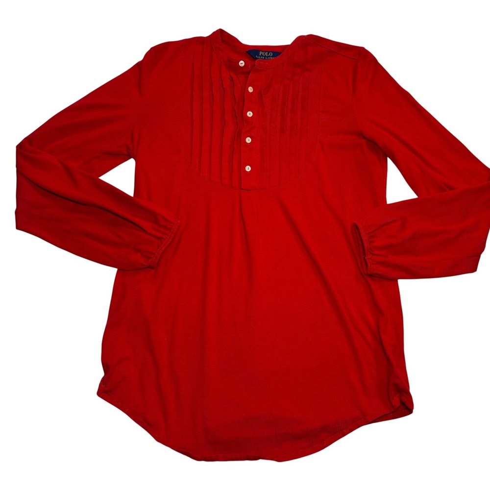 Polo Ralph Lauren Tuxedo Bib Top Girls Red Good Condition Pleated Knit XL 16